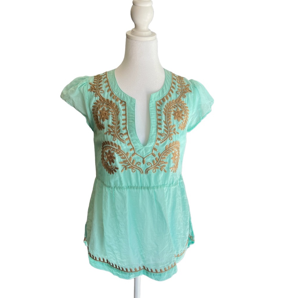 Teal Short Sleeve Blouse